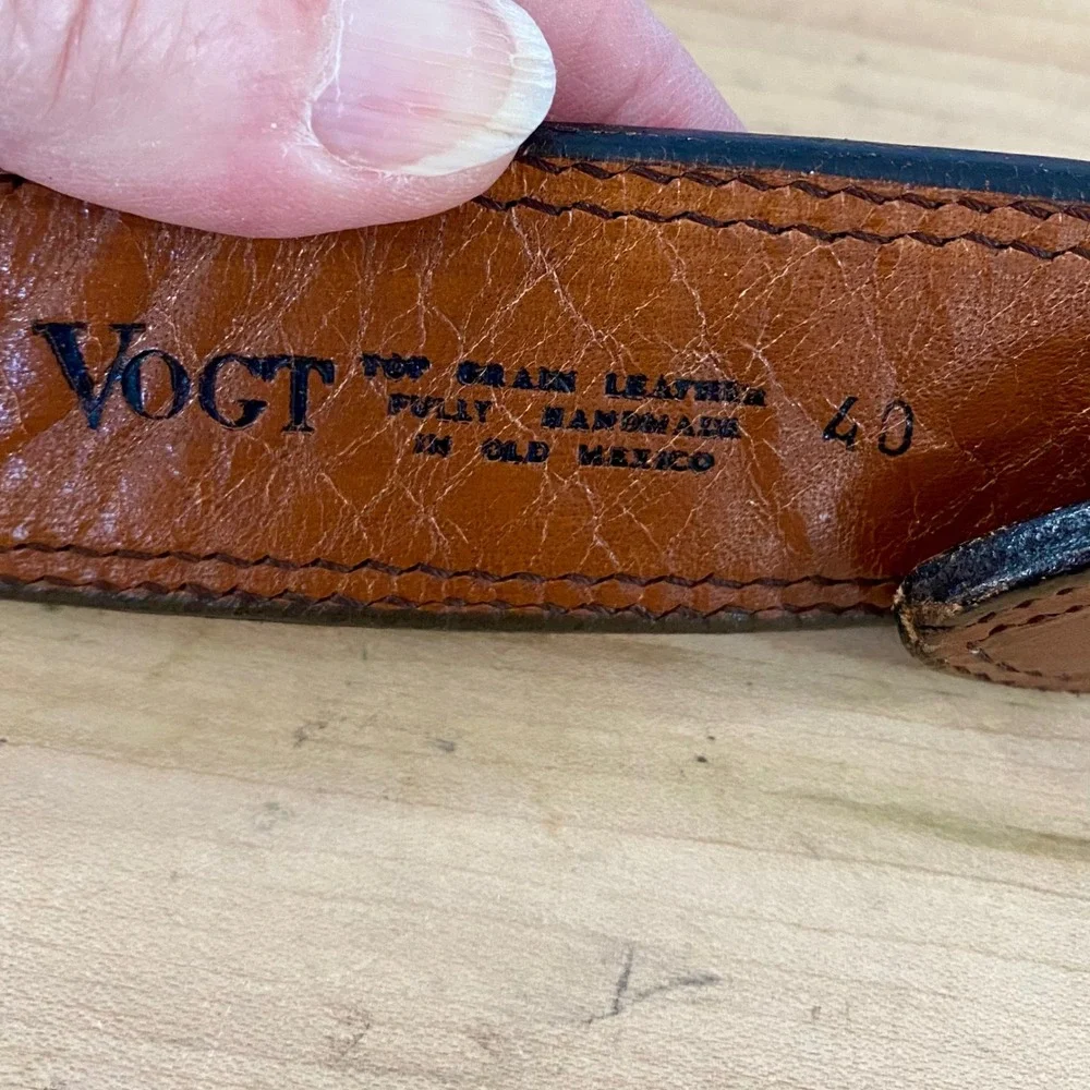 Vogt Mens Silversmiths Western Basketweave Leather Ranger Belt Size 40 041-041